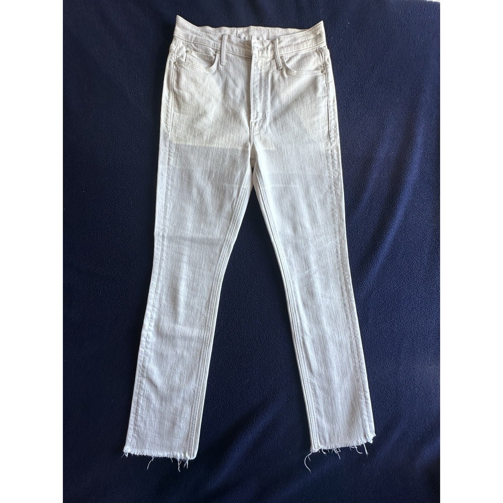 MOTHER The‎ Dazzler Ankle Fray Superstition White High Rise Jeans Women